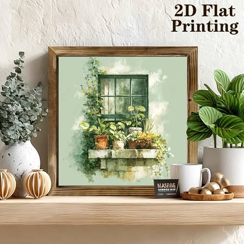 artikel foto 2d plat, rustieke boerderij ingelijste wandfoto - religieus botanisch met planten geschikt voor woonkamer, slaapkamer, keuken, boerderijstijl fotolijst, binnen/buiten gebruik, lentedecoratie, plantenthema kunstwerk, 8x8 (zonder lijst), 2d plat