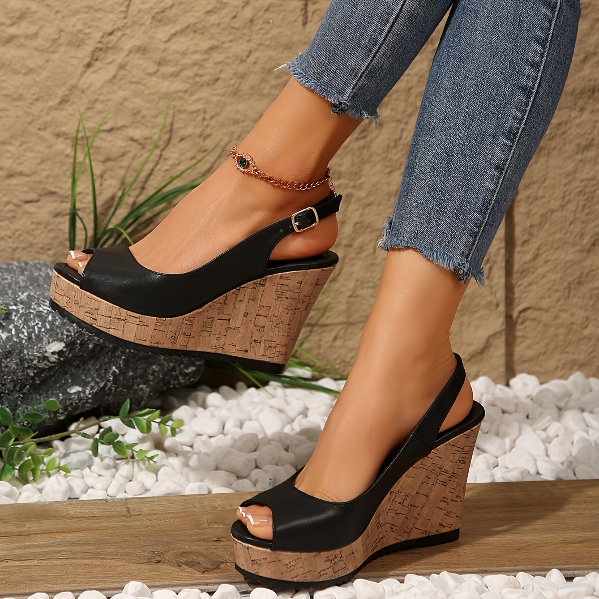 Corcho Ver Zapatos De Plataforma [1 Par De Sandalias De Plataforma