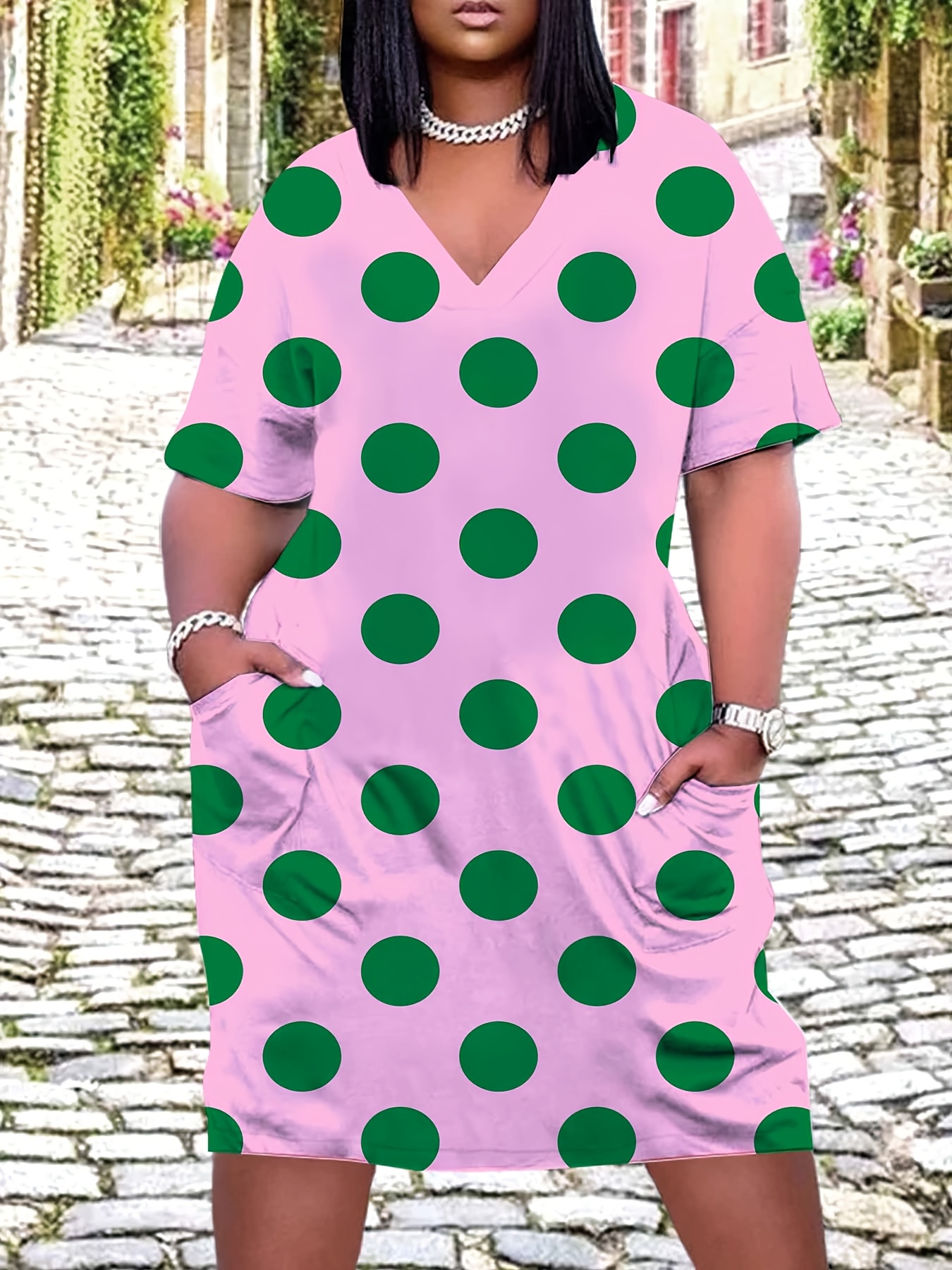 pink and green plus size dress dresses for women sold on Temu United States Sydney's closet