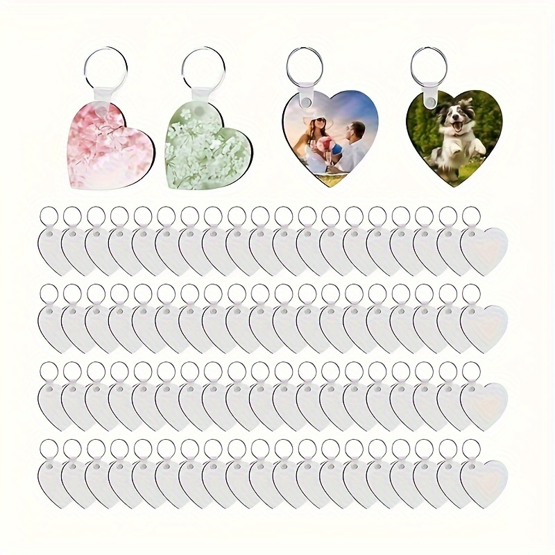 

120pcs Elegant Heart-shaped Wooden Keychain Blanks - Dual-sided With Plastic Clip, Ideal For Diy Gifts & Crafts, Featuring Pink, Green, And Designs, Cute Keychain