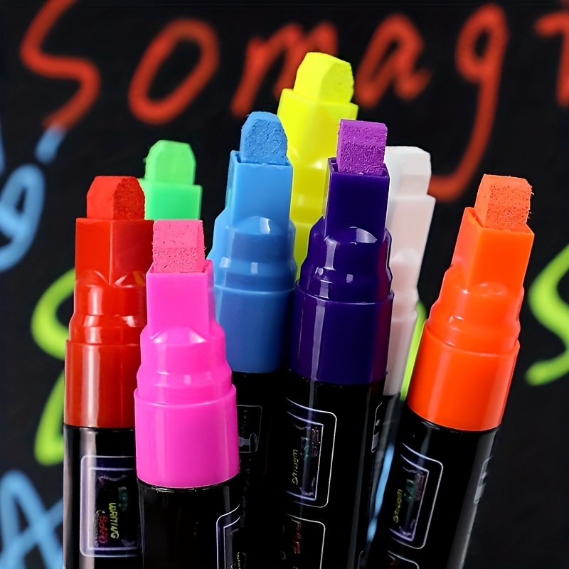 8pcs Colored Fluorescent Board Special Erasable Advertising Light Board Pen Blackboard Doodle Liquid Chalk Neon Pen Hand Writing Erasable Writing Marker Doodle Advertising