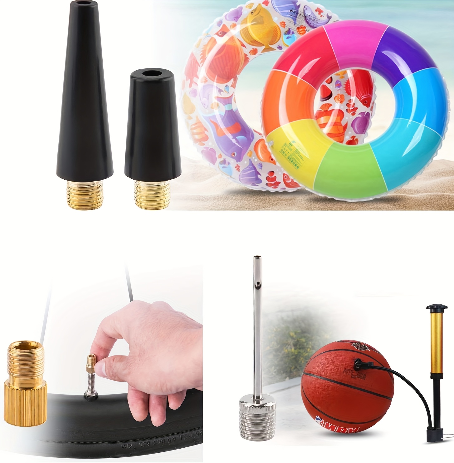 комплект шланга для накачки - 60 см/23,62 дюйма, резьба m8, 4 насадки и воздушный клапан | плетеный синтетический каучук, адаптер с мелкой резьбой сша (0,305x32tpi) | прочный и гибкий, подходит для шин автомобиля/мотоцикла/велосипеда | удлинительная трубка для насоса Детали 6