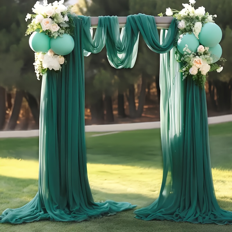 Image of Emerald Green Chiffon Fabric Measuring 72cm By 500cm, Perfect For Draping Wedding Arches, Party Backdrops, And Enhancing Ceremony Reception Decorations