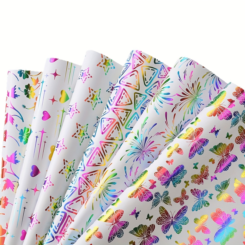 6pcs Of Colorful Heart Gift Wrapping Paper For Spring And Summer, Suitable For Holiday Gift Packaging
