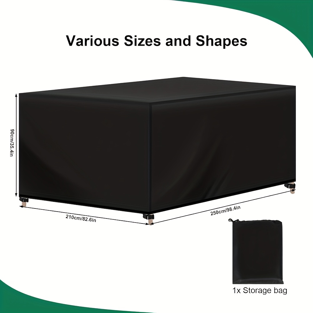 Image of 1pc Garden Furniture Cover, Rectangular Protective Cover, 420d Oxford Fabric, Uv-resistant, Protective Fabric, , Convenient To Use, Multiple Sizes, Easy To Clean, Suitable For Garden Furniture
