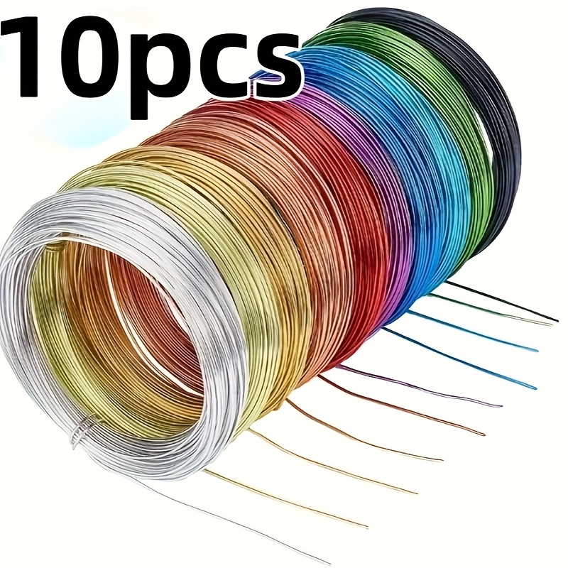 

10-pack Flexible Anodized Wire, 1mm Medium , Ideal For Diy Beading, Bonsai Shaping & Home Decor - Non-elastic, Options