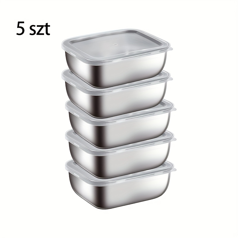 E-shop 5 Edelstahl-Lebensmittelbehälter mit luftdichten Deckeln, geeignet für Picknicks, Mini-Portable, Meal Prep, Kühlschrank-Organisation,