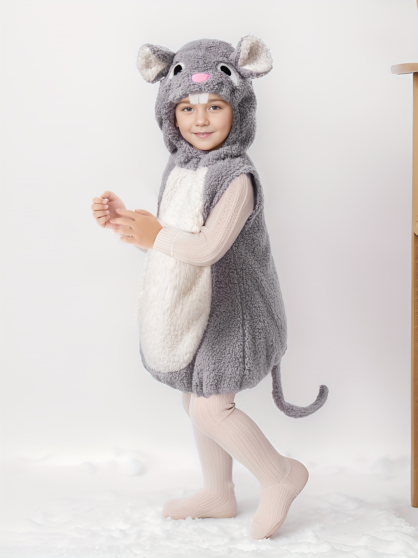 Chaleco de felpa con diseño de ratón adorable para niños Chaleco sin  con capucha y estampado de animales, corte para niños y niñas, r