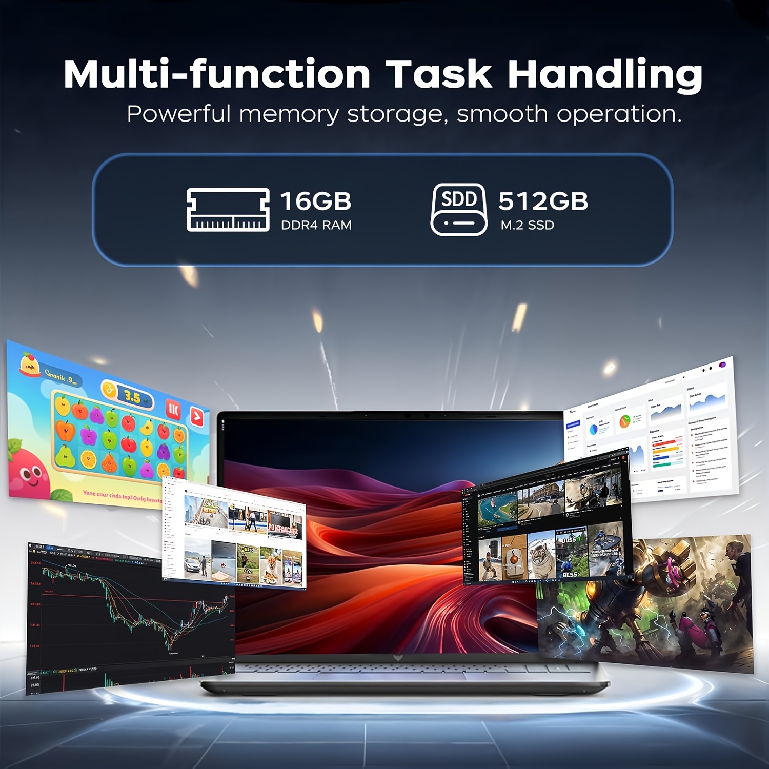 16-inch FHD Gaming Laptop, AMD Ryzen 3 4300U Quad-Core Processor (Tot 3.7GHz), 16GB DDR4 RAM, 512GB SSD, AMD Radeon Vega 5 Graphics, Wi-Fi 5