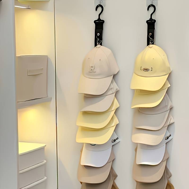 Cap Rack 2-Pack – Holds 16 Baseball Hats, Over-the-Door Closet Organizer, Black
