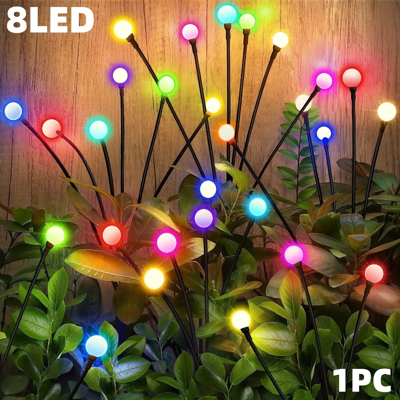 TEMU Solar Garden Swing Light With 8 Led/rgb High-quality Firefly Lanterns With Flexible Wires And Durable Lamp Sockets, Ip65 Waterproof Rating,