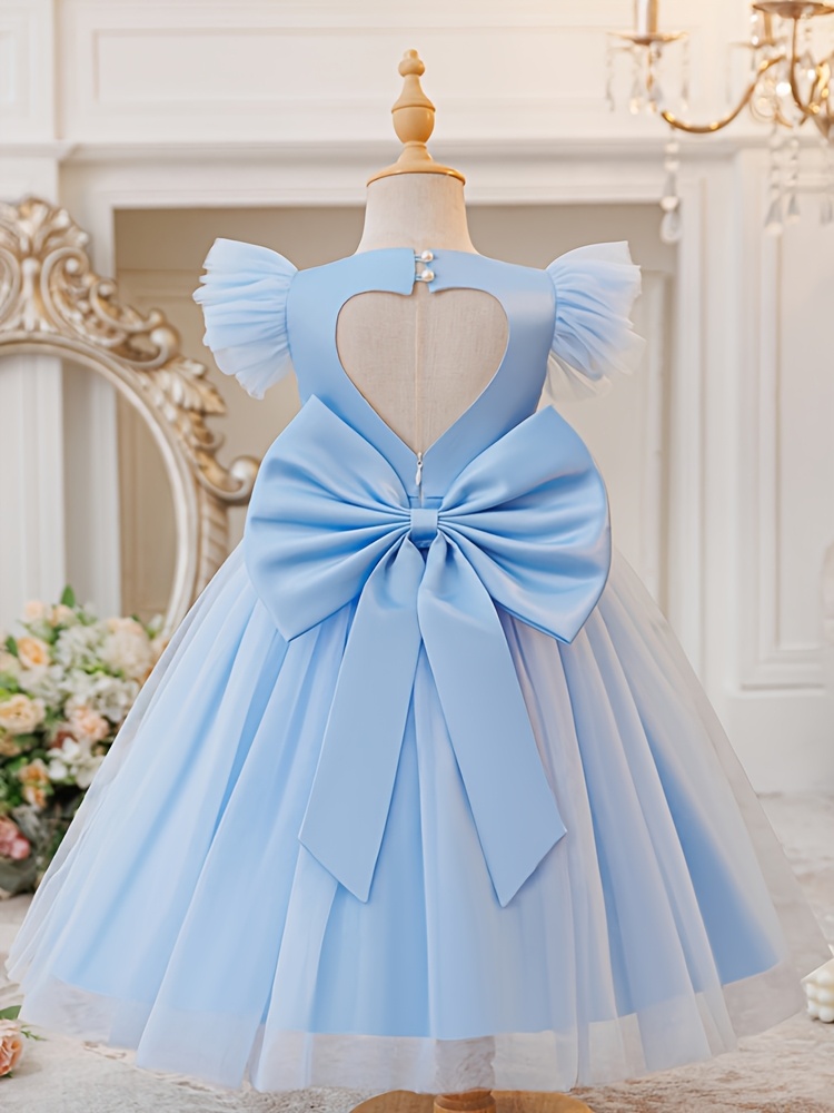 short blue princess dress girls light sleeve tulle tutu gown Linen Maxi Pinafore Dress Size:10 1/2 couture-fall-2023 Royal blue tulle The fan
