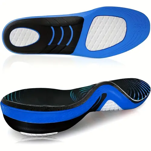 1 pair blue gel insoles with arch support shock absorbing breathable anti slip comfortable leather cushions for running ideal gift for men and women