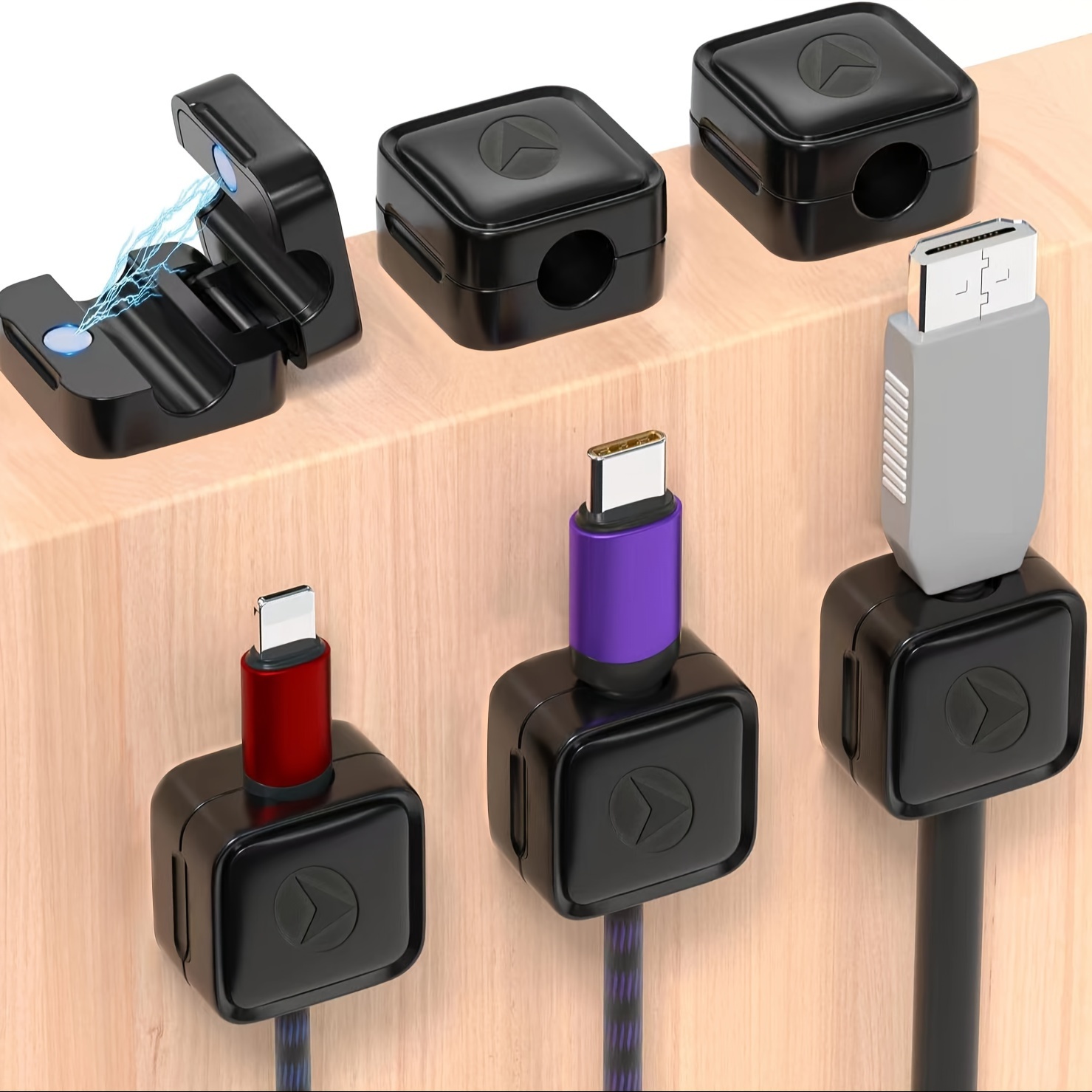 

Magnetic Cable Clips With Cable Smooth Adjustable Cord Holder, Under Desk Cable Management, Wire Holder Keeper Organizer For Home Office Desk Phone Car Wall Desktop Nightstand