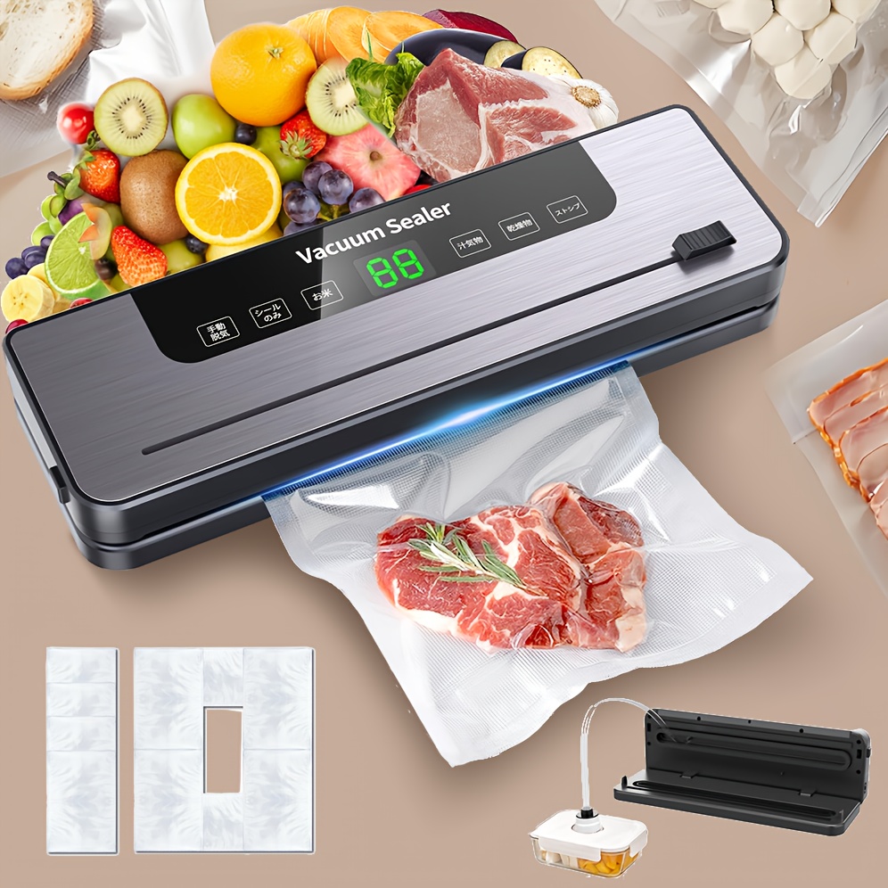 アイテム画像 MOSMEE ドライ/ウェット両用真空シーラー用 10枚バッグ付き - ヘビーデューティ半真空ポンプ、80kPa強力吸引、コンパクト設計、電源接続式、食品保存用（専用バッグ不要）