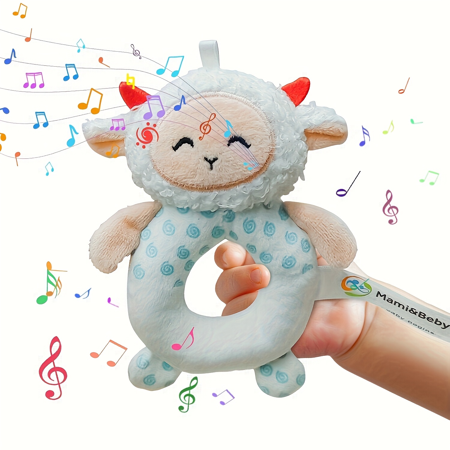 Image of 1pc Musical Baby Rattle Toy - Cute Cartoon Soft Polyester Rattle With Gentle Sounds, Perfect For Infant Toddler, Car Seat Stroller Toys, Nursery Plaything