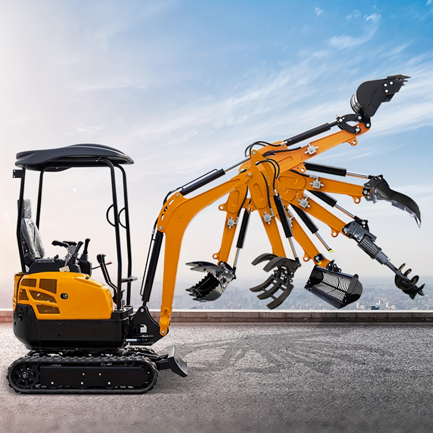 set of 8 mini excavator attachments including   narrow bucket   rake auger   and screening bucket for small     in   Product details 5