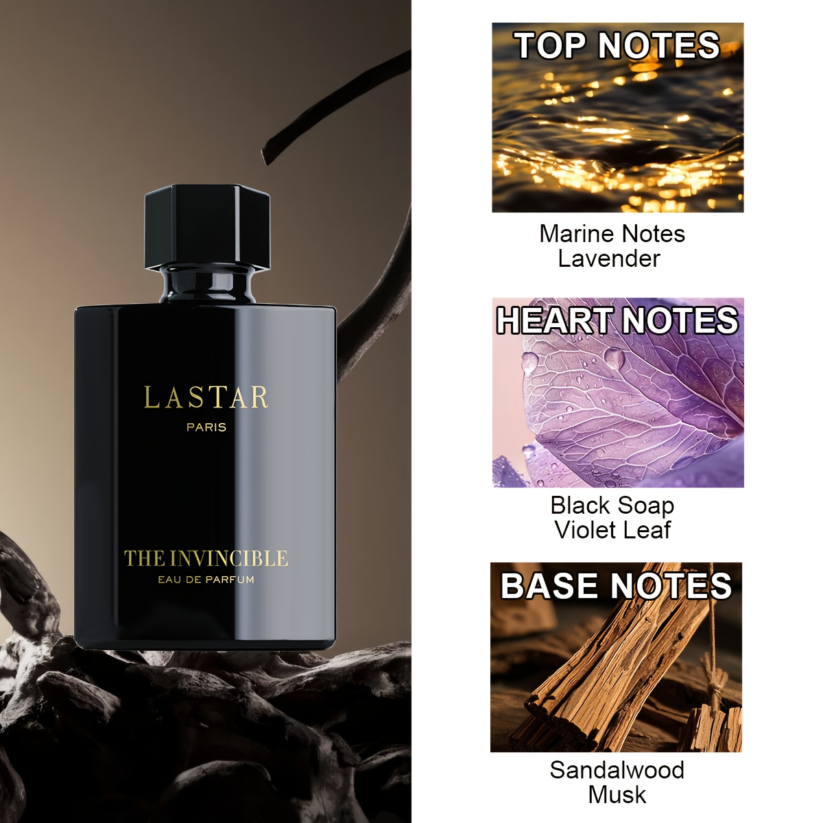 LASTAR Black Classic Pheromone Perfume for Women & Men - Long-Lasting Woody Scent with Violet Leaf, Sandalwood & Musk, Elegant Black Luxury Gift Box, Unisex Cologne for Dating & Special Occasions, Holiday Surprise Gift for Wife, Girlfriend
