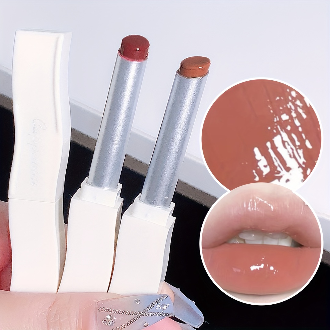 

Moisturizing Lip Glaze, Curved Mini White Tube, Glossy Mirror Finish Lip Gloss, Hydrating Shine, Assorted Nude Colors