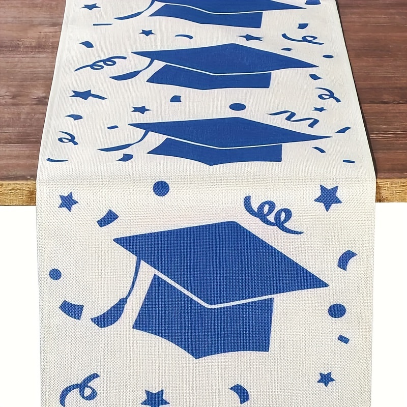 

1pc, Table Runner, Graduation Party Tablecloth, Graduation Season Table Runner, Restaurant Graduation Hat Party Decoration, Graduation Desktop Center Decoration