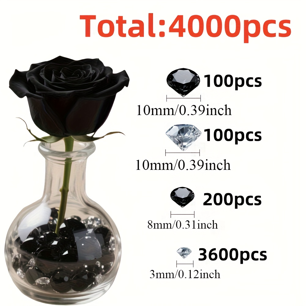 E-shop 4000 Stücke Falsche Diamanten Halloween-Set für Vasenfüllung, geeignet für Heimdekoration, Tischdeko, Partydekoration, Geburtstagsfeier-Dekor,