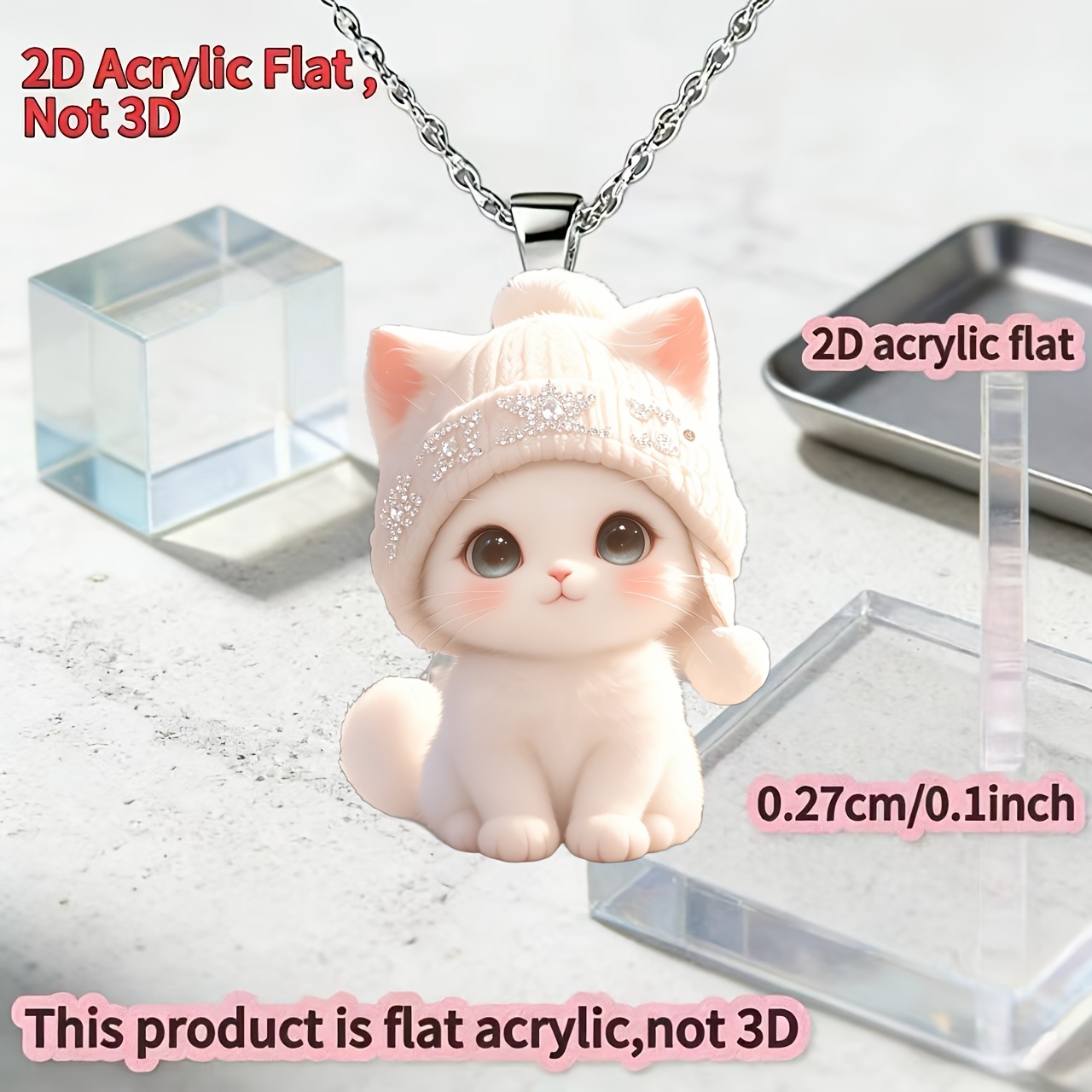 Women's Y-Shaped Cat Pendant Necklace, Cute Kitten Design
