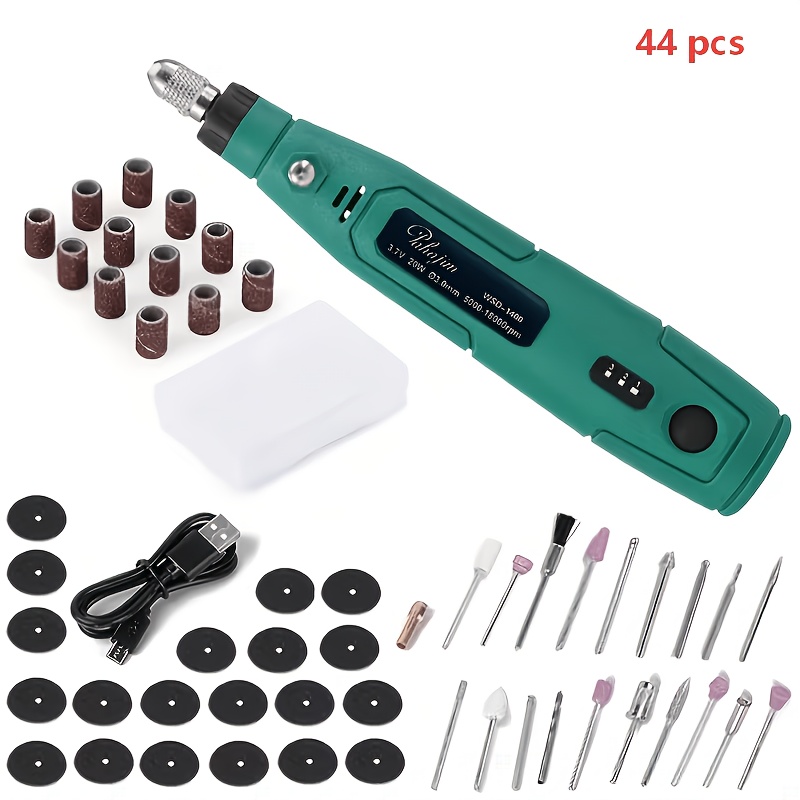 TEMU Mini Cordless Rotary Tool Set 3.7v Usb Rechargeable, 35pcs/44pcs/45pcs Rotary Tool Kit For Sanding, Polishing, Drilling, Etching, Engraving And