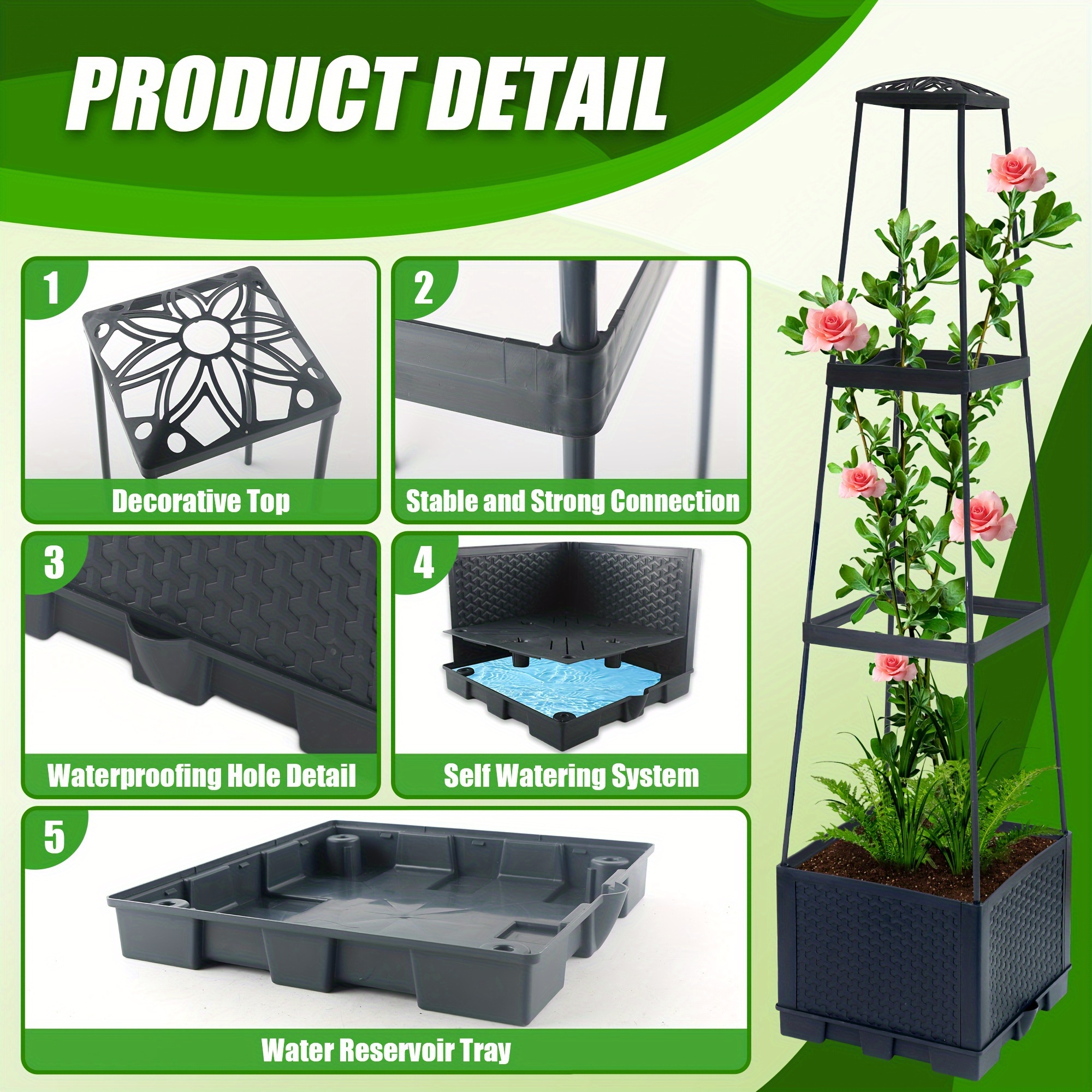 Tomato Planting Box with Self-Watering Cage - Image 4