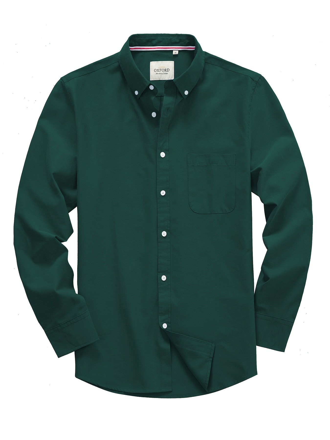 Erkekler için Düz Renkli Oxford Kumaş Pamuk Karışımlı Uzun Kollu Yaka Gömlek, Rahat Nefes Alabilen ve Konforlu Trend Gömlek Hediye Olarak