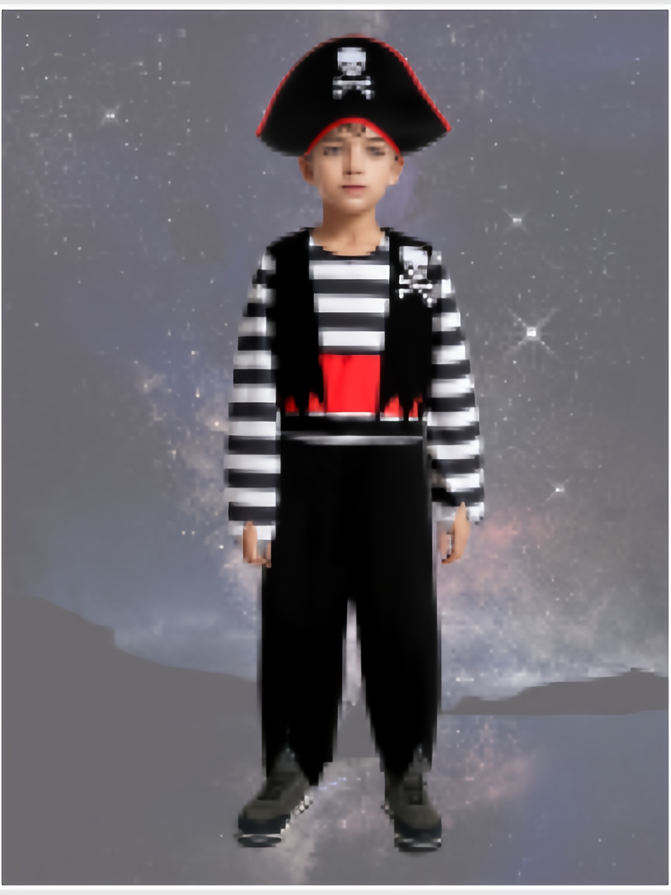 Kids Pirate Costume Set - Halloween Dress Up With Hat, Eye Patch & Headband, Role Play For Boys & Girls 3-10 Years