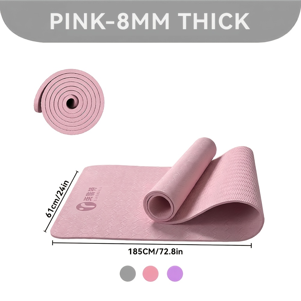 TEMU Tapis de Yoga Épais Haute Antidérapant | Options 6Mm/8Mm | Matériau TPE Premium avec Sac à Dos et Sangle Gratuits | Idéal pour Yoga, Pilates et