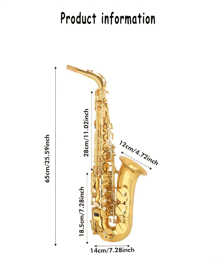 Professional Eb Alto Saxophone, Brass Material, Suitable for Performance and Exam Grading, Full Tone and Stable Intonation. Ideal for Adults, Students, Bands, Teaching, and Performances. Includes Instrument Bag, Gloves, Thumb Pad, 16 Replacement