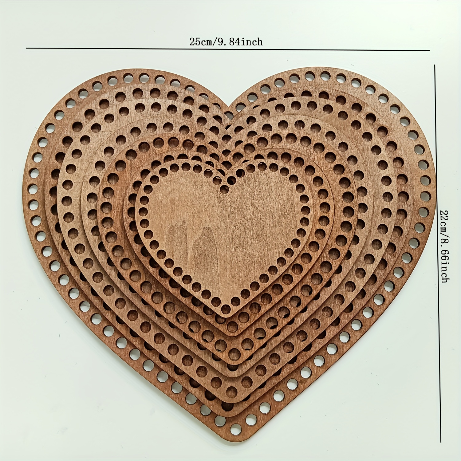Image of Set Of 7 Sweet Heart Wooden Bases For Crochet Baskets, Ideal For Weaving Supplies And Home Decor Crafts, Flat Round, Crochet For Knitting Projects - Alinacraft