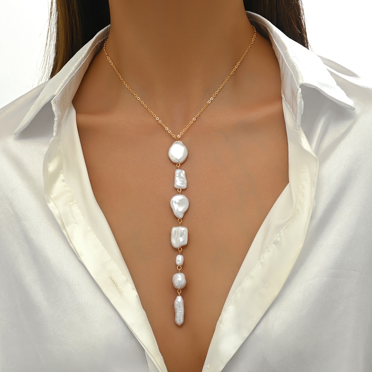 E-shop Exquisite -Anhänger-Kette – Einzigartige unregelmäßige Form, lange Kette, vom Ozean inspiriertes Design, für Urlaub, Partys Freizeitkleidung