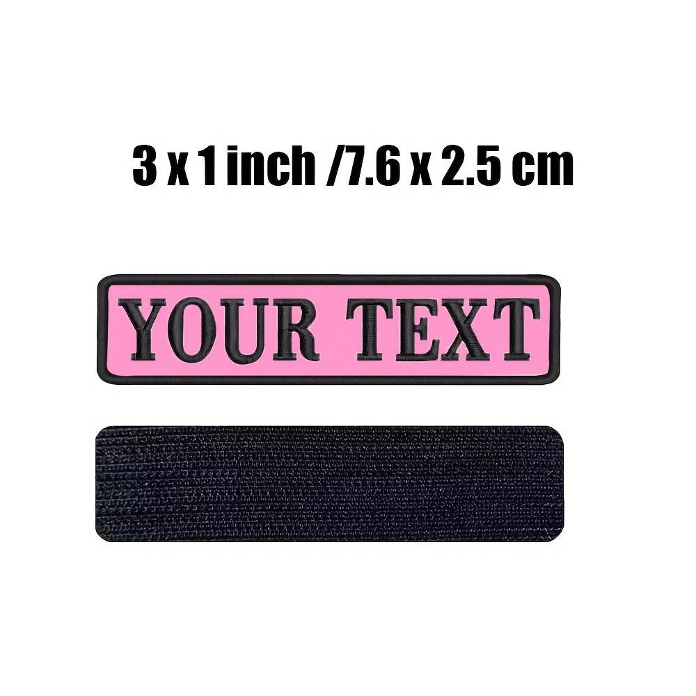 TEMU Custom Pink Name Patches With Your Own Text & - Iron-on Or Hook & Loop Appliques Suitable For Backpacks, Hats, Jackets, - Assorted Sizes (3"x1",
