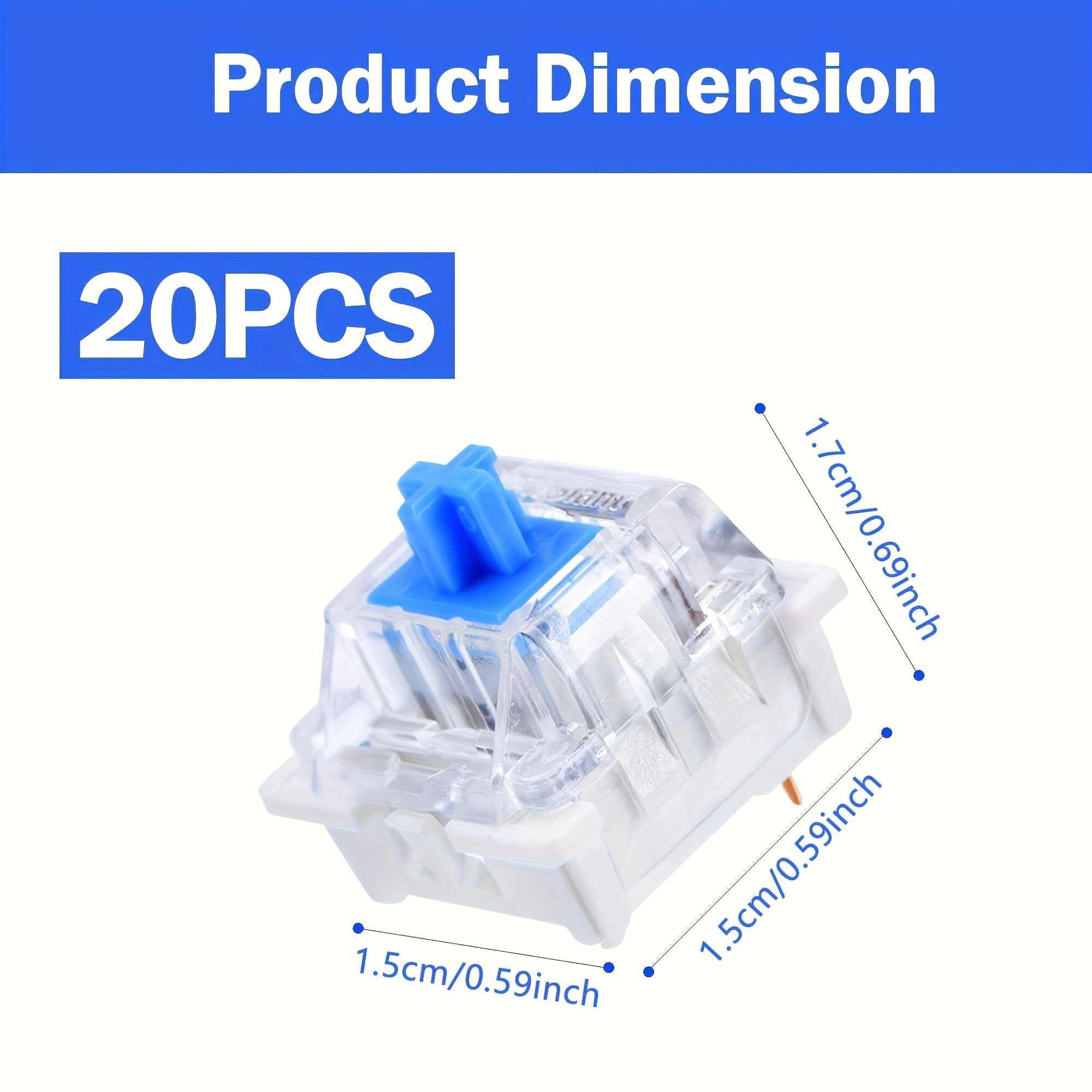 TEMU Lot de 20 touches transparentes pour interrupteurs , adaptées aux claviers mécaniques, compatibles avec les claviers /machines à écrire vintage,