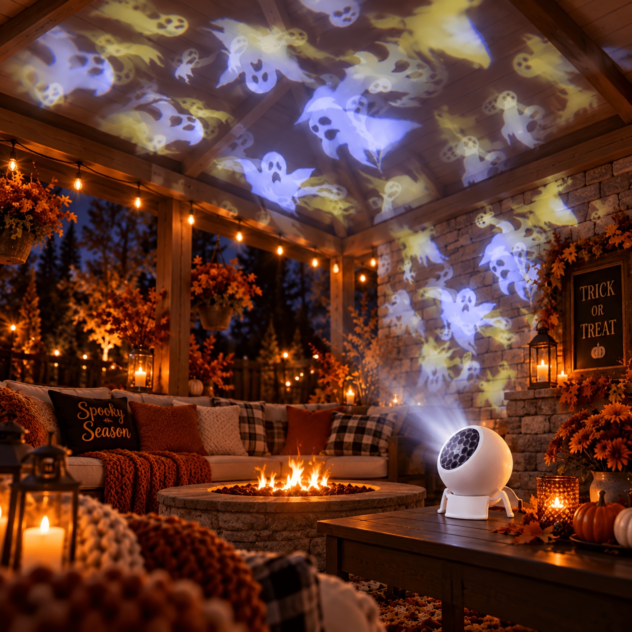 TEMU Halloween Projector Light, Usb Powered, 360Â° Adjustable, Projects Dynamic White Patterns. Suitable For Bedrooms, Living Rooms, Party Rooms,