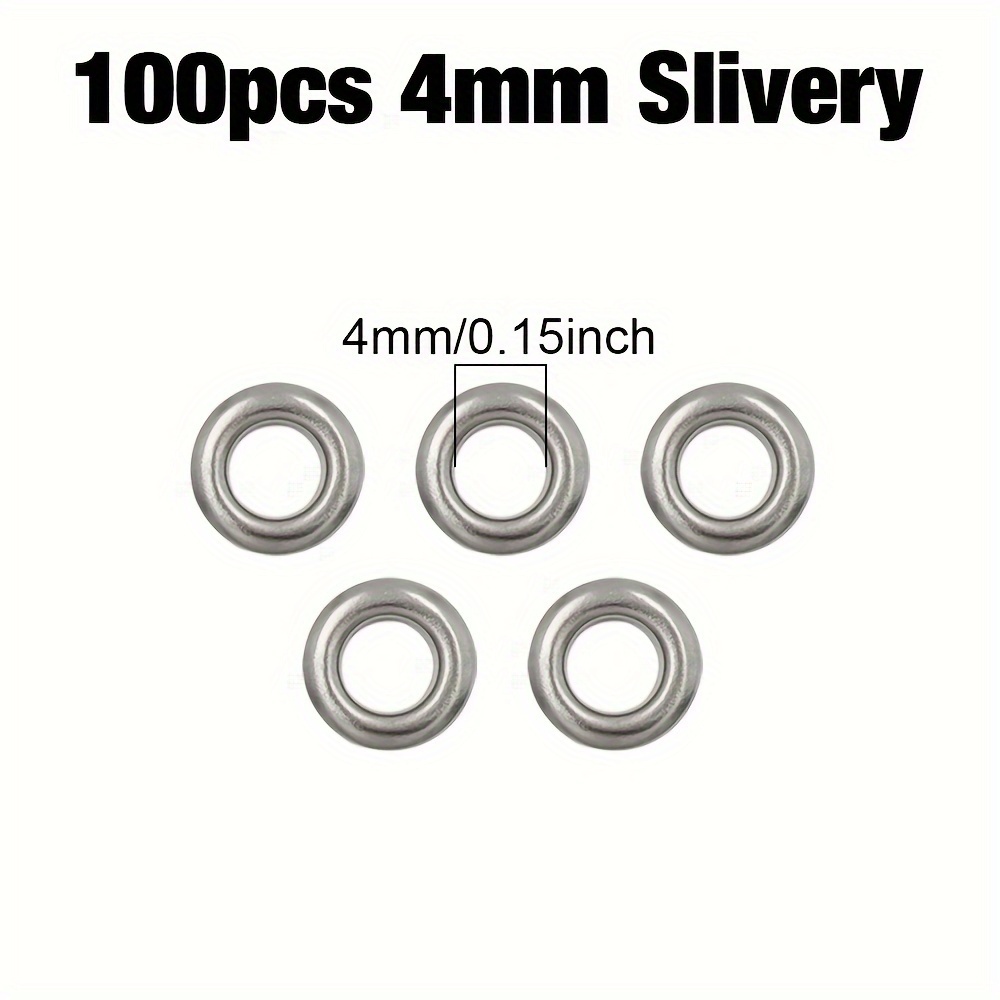 E-shop 100 Sets 4-14mm Silberfarbene Metall Ösen Grommets mit Unterlegscheibe Runde Ösenringe für Lederhandwerk Reparatur Schuhe Tasche Kleidung Gürtel