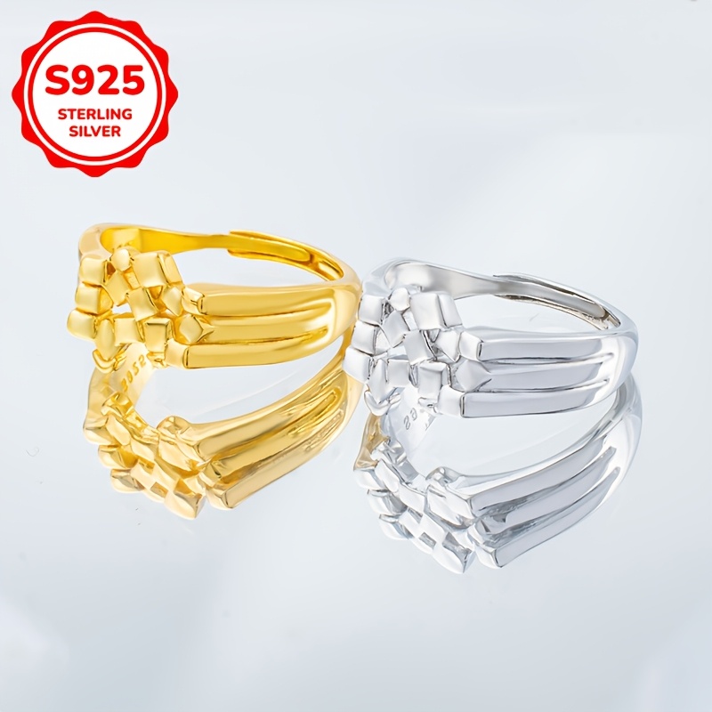 Geometric Wideband Ring 925 Sterling Silver Modern Ring