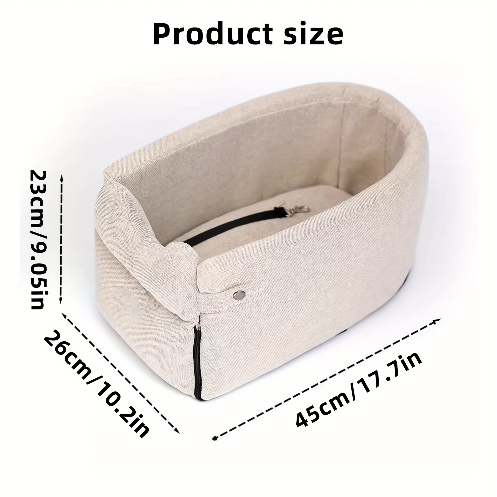1pc cozy polyester dog bed with removable cover soft warm and secure pet car seat for small to medium breeds ideal for traveling travel   plush interior secure closure dog bed for car Product details 1