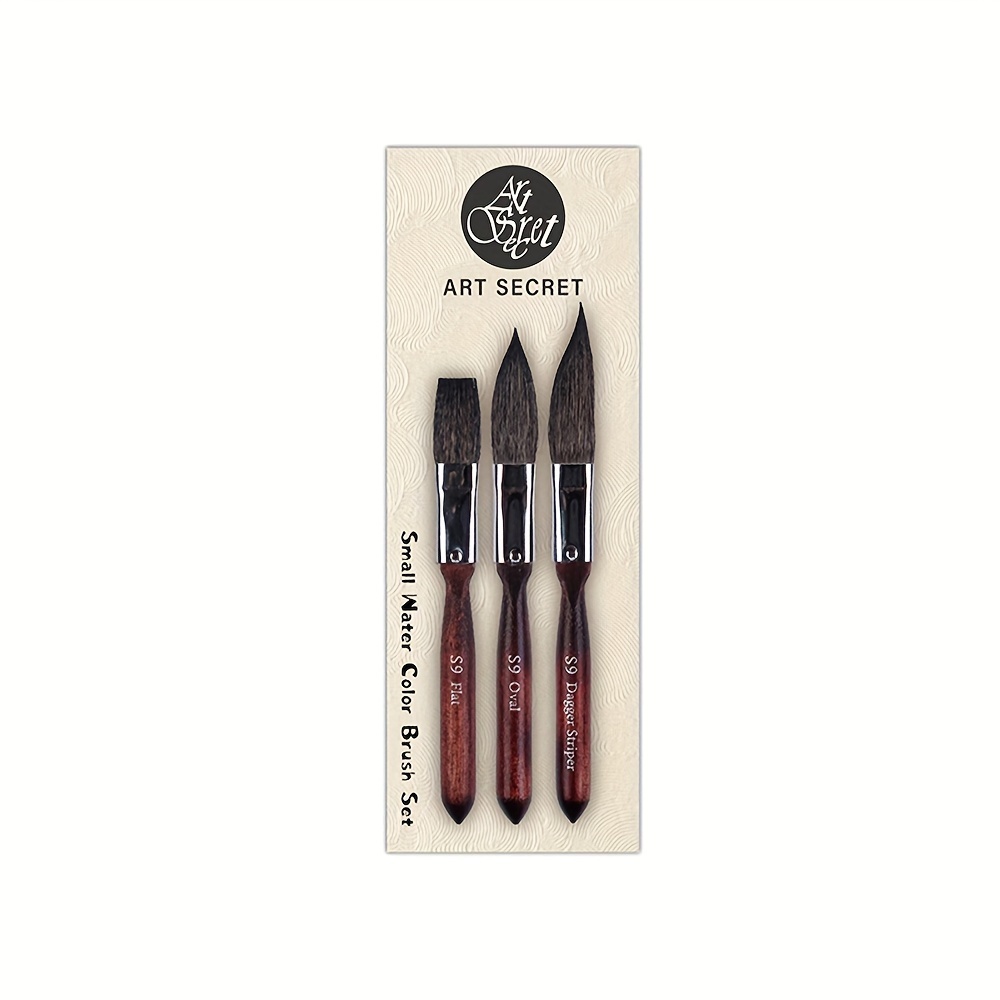 

Art Secret S9 Portable Watercolor Paintbrush Set - 3 Piece Fine Tip Brushes For Artists
