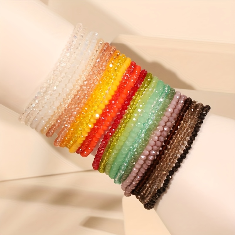 24pcs Rainbow Beaded Bracelet Set for Stylish Versatility