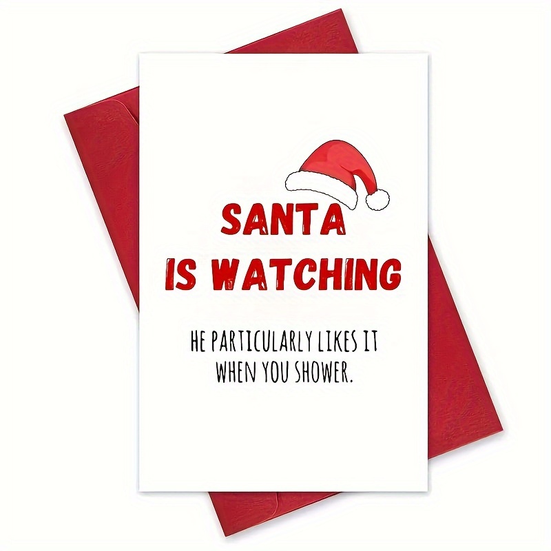 

1pc Funny Santa Christmas Greeting Card With Envelope For Anyone - Humorous Holiday Greetings For Family, Friends, Siblings - Versatile Birthday & Christmas Occasion