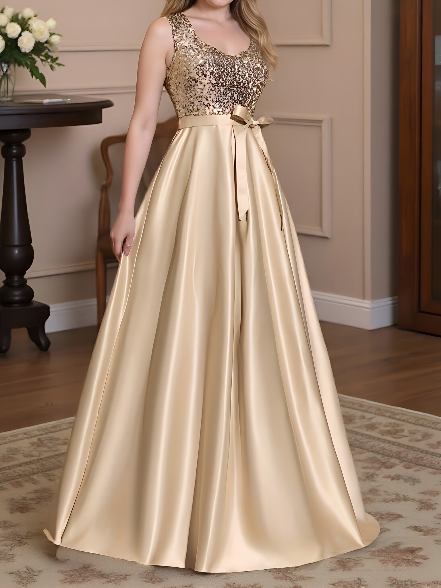 A Formal Evening Gown with * Colored Elegant Party Sequins Spliced High  Slit to the Thigh Back, a Fashionable French Wedding Dress, Suitable for  Party Dinners/music Performances/speech Occasions, Long ...
