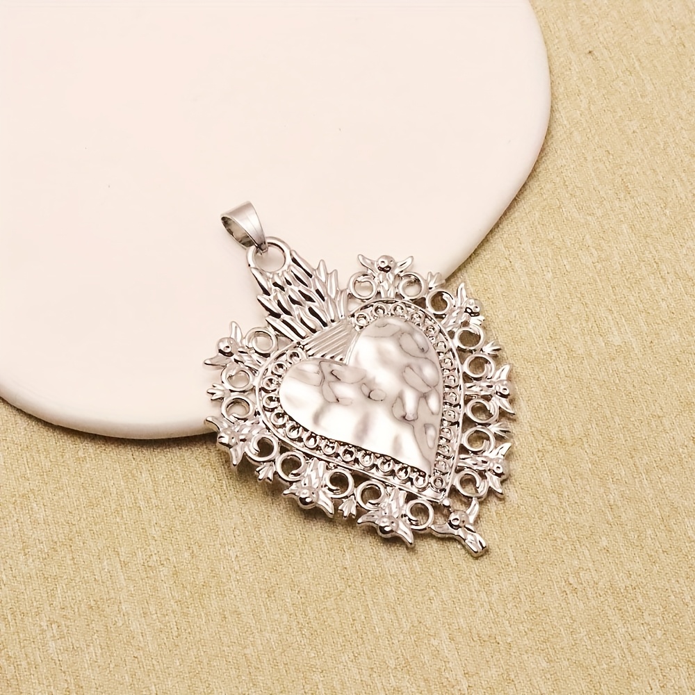 TEMU 1pc Pendentifs Breloques Grandes de Cœur Ouvert Creux Couleur Dorée Mate pour la Création de et d'Accessoires de Bijoux