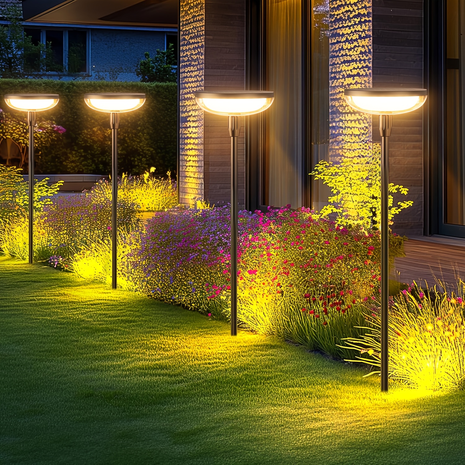 E-shop 4/6/ Pack Solar-Gartenleuchten, 40LM Helle Solarleuchten für Draußen, Bis zu 14 Std, 31" Hohe Solar-Wegeleuchten IPX5, Automatisches Ein/Aus für