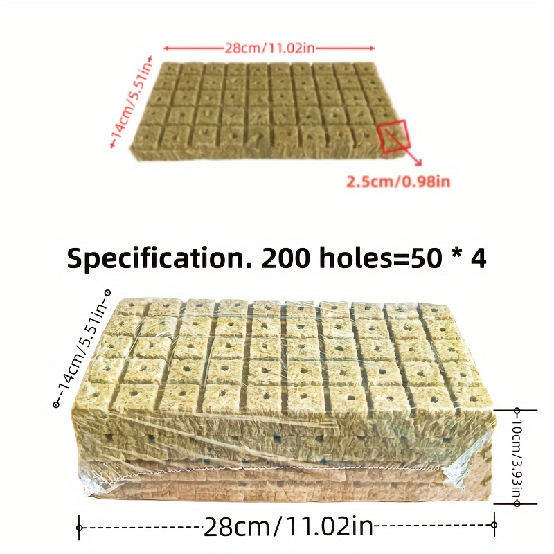 200pcs Square Rock Wool Cubes For Hydroponics - Soilless Plant Propagation & Cultivation, Ideal For Garden Tools & Lawn Care