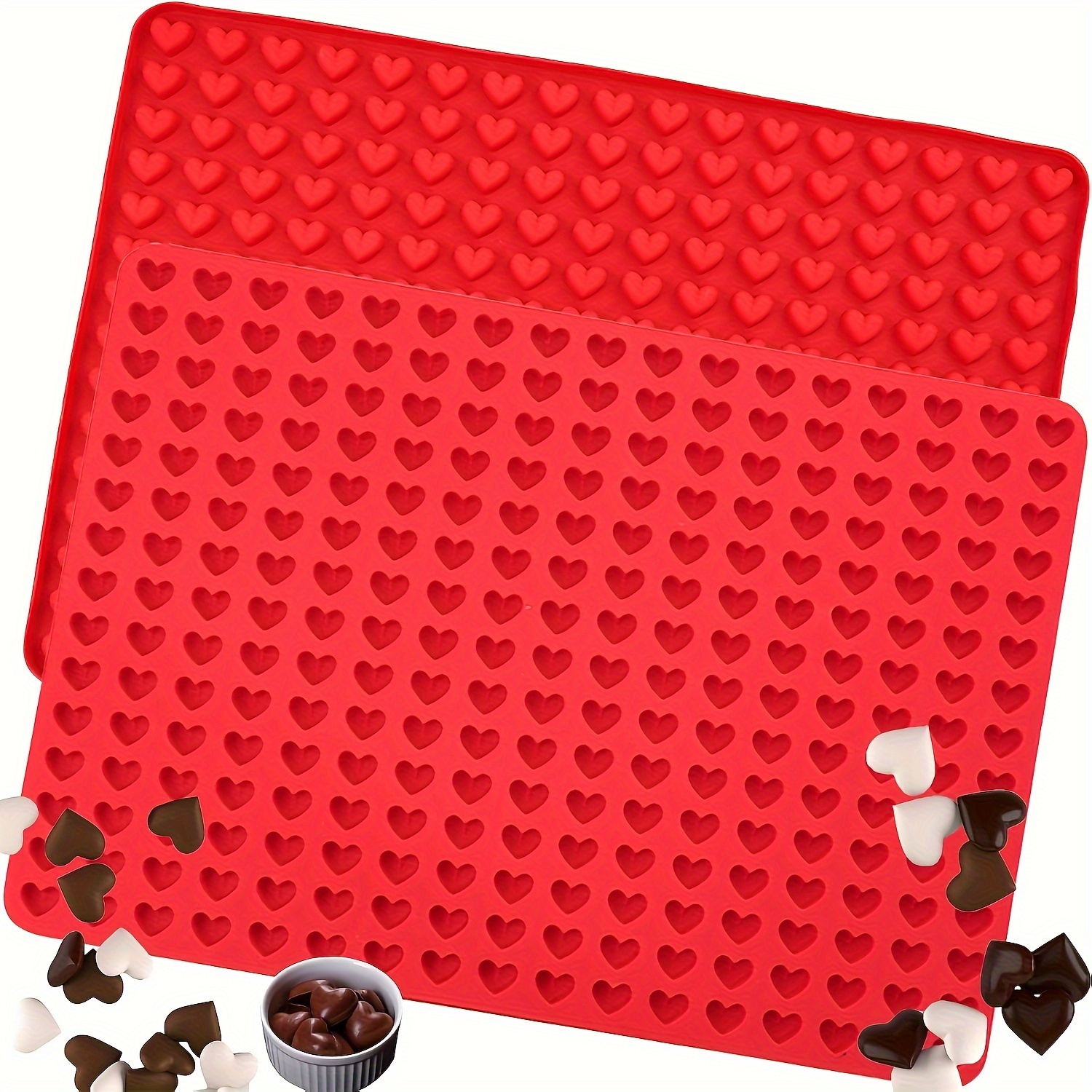 

255-cell Heart Silicone Baking Mat, Multipurpose Heat Resistant Pad, Chocolate Cookie Mold, Industrial Food Supply Equipment, Kitchenware And Tools For Food Service, Non-electric