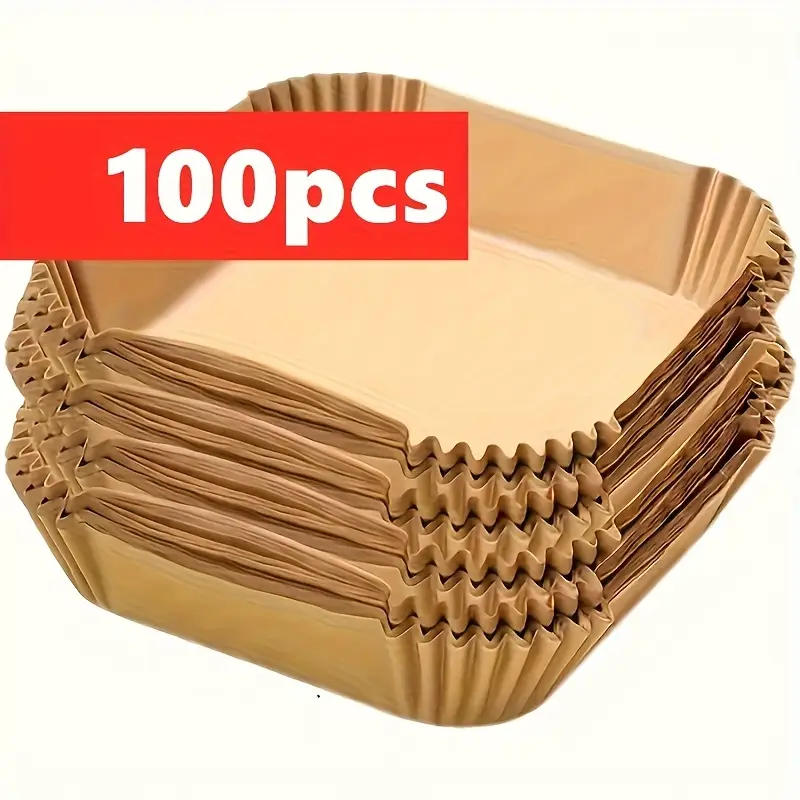 100pcs non stick disposable baking temperature resistant anti overflow design for air fryers ovens microwaves ideal for fries easy to clean kitchen essentials baking supplies paper baking lined heatresistant paper Product details 0