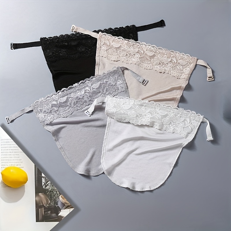 

4pcs Lace Stitched Chest Covers, Semi Sheer Anti-peeping False Collar Suitable For Daily Use, Women's Lingerie & Underwear Accessories